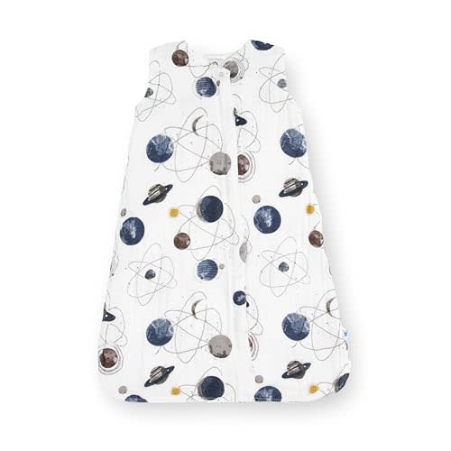 Little Unicorn 6-12 Month Premium Muslin Sleep Sack 1.1 TOG | Soft & Breathable Muslin Cotton for safer sleep | 2 way zipper (Planetary)
