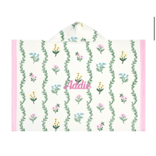 Stripe Floral Baby Beach Hooded Towel UPF 50+