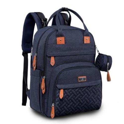 BabbleRoo Diaper Bag Backpack with Changing Pad & Stroller Straps, Navy Blue, 1 pc