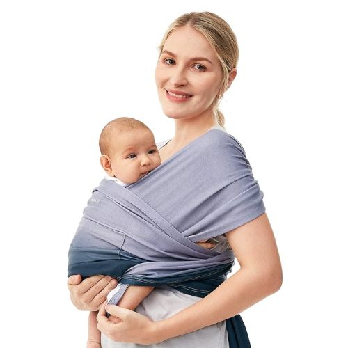 Momcozy Baby Wrap Carrier Slings, Infant Carrier Slings for Newborn up to 50 lbs, Baby Wrap Adjustable for Adult Fits Sizes XXS-XXL,Easy to Wear Baby Carriers,Ergonomic Front Facing/Back,Gradient Blue