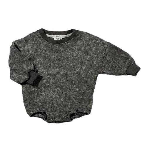 ROMP Batik Wash Sweater Romper - Black | Baby & Toddler Oversized Bubble Romper, Acid Wash Tie Dye Style Gender Neutral One Piece Sweatshirt