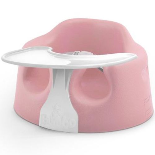 Bumbo B10070mpa3 Baby Infant Soft Foam Comfortable Wide Floor Seat With 3 Point Adjustable Harness And Play Top Tray Attachment, Pink
