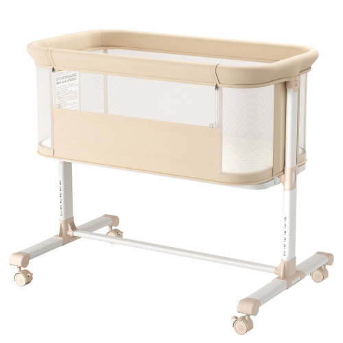 AILEEKISS Bedside Bassinet for Newborn, 6 Height Adjustable Baby Bassinet with Wheels, Beige