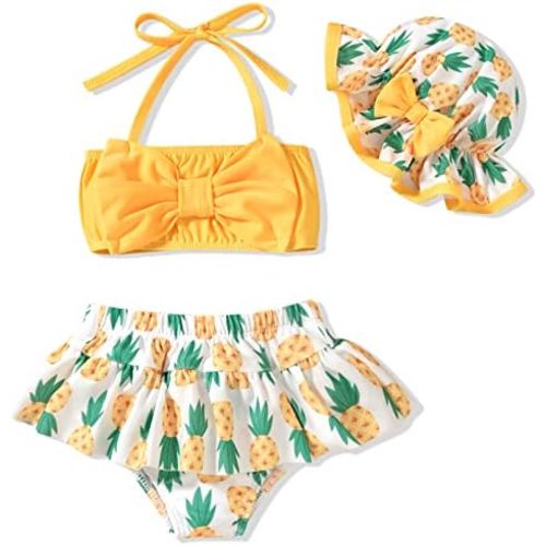 Aalizzwell Baby Girl 2-Piece Bikini Swimsuit with Hat