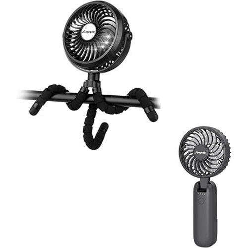 AMACOOL Battery Operated Stroller Fan & Portable Handheld Fan