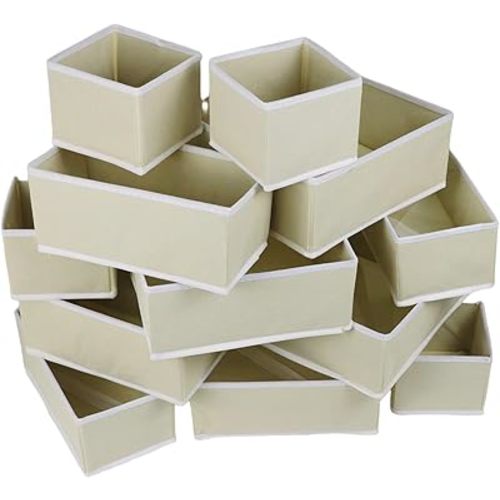 12 Pack Drawer Organizers for Clothing, Foldable Clothes Drawer Organizer for Underwear, Folded Clothes, Baby Clothing, Socks, Bra, Towels, Ties - Multi-pack Storage Box (Yellow)
