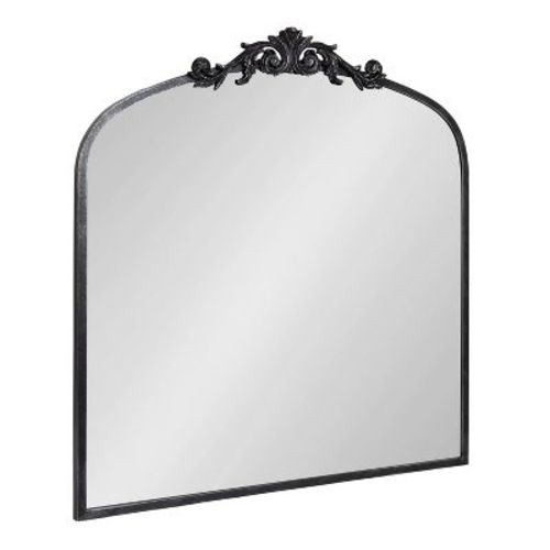 Kate & Laurel All Things Decor 28"x30" Arendahl Traditional Arch Mirror Black: Baroque-inspired, No Assembly Required