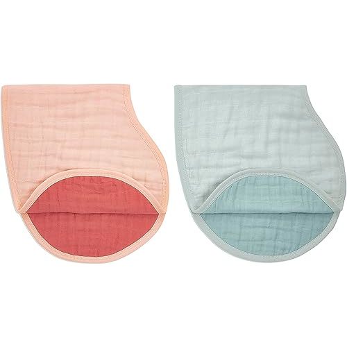 aden + anais 100% Organic Cotton Muslin Burpy Bib – Multi-Use, Absorbent 4-Layer Burp Cloth & Full-Coverage Snap-Closure Baby Bib, Lap-Shoulder Drool Cloth, 22.5” X 11”, 2-Pack, Mother Earth