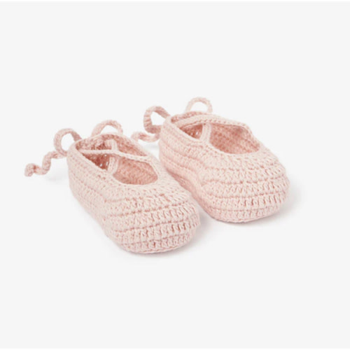 Pink Ballerina Hand Crocheted Baby Booties