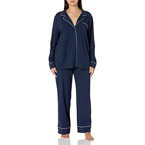 Amazon Essentials Women's Cotton Modal Long-Sleeve Shirt and Full-Length Bottom Pajama Set