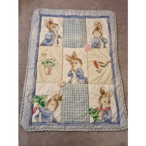 Vintage Peter Rabbit Beatrix Potter Original Crib Comforter Quilted 31 x 42