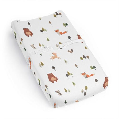 Sweet Jojo Designs Boy Girl Gender Neutral Unisex Changing Pad Sheet Woodland Animal Pals Green Beige and Orange