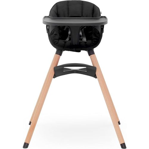 Lalo The Chair Convertible 3-in-1 High Chair - Wooden High Chair for Babies & Toddlers, Baby High Chair with Dishwasher Safe Tray, Adjustable Footrest & Machine Washable High Chair Cushion, Licorice