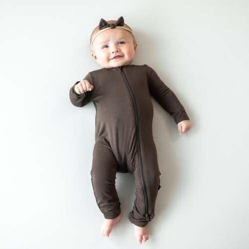 Zippered Romper in Espresso, 0-3 months