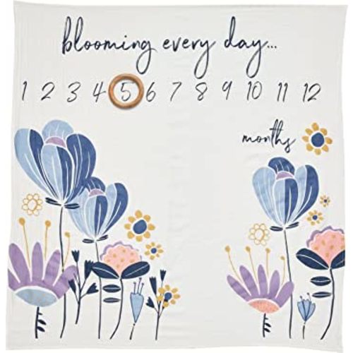 HonestBaby Baby Organic Cotton Milestone Blanket, Blooming & Blossoming, One Size