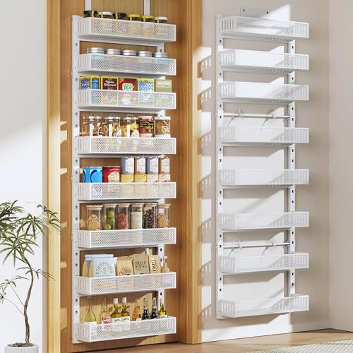 Closet Door Organizers and Storage, 8-Tier Large Metal Heavy-Duty Frame Over the Door, 2 in 1 Wall-Mounted or Hanging shelf for Kitchen, Bathroom, Laundry Room, Bedroom, Closet &Nursery