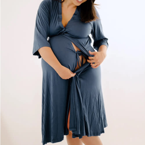 Lila Labor & Postpartum Gown in Midnight Blue