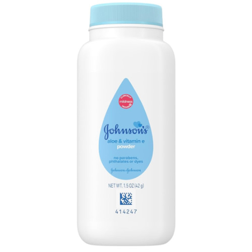 Johnson's Baby Naturally Derived Cornstarch Baby Powder with Aloe and Vitamin E for Delicate Skin, Hypoallergenic and Free of Parabens, Phthalates, and Dyes for Gentle Baby Skin Care, 1.5 oz