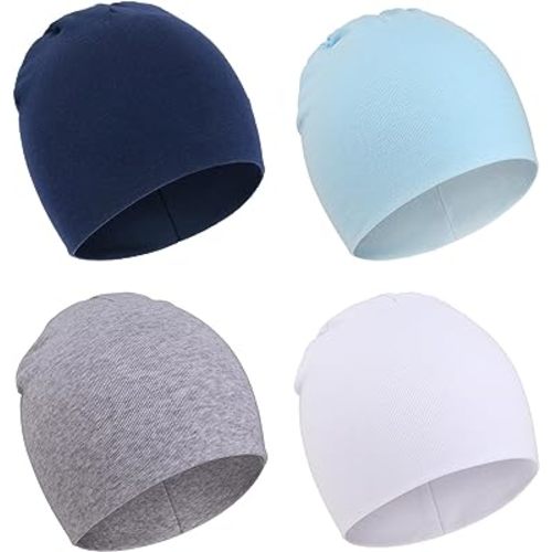 DRESHOW BQUBO 4 Pieces Baby Beanie Newborn Toddler Soft Cute Knit Hat Hospital Hats for Baby Boys Infant Cap Beanies