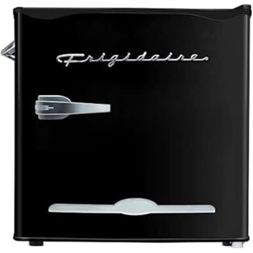FRIGIDAIRE Black Retro Mini Refrigerator-Energy Saving-Adjustable Thermostat Control-Side Mounted Bottle Opener-Ideal for Dorm, Office, RV, Garage, Apartment 1.6 Cubic Feet