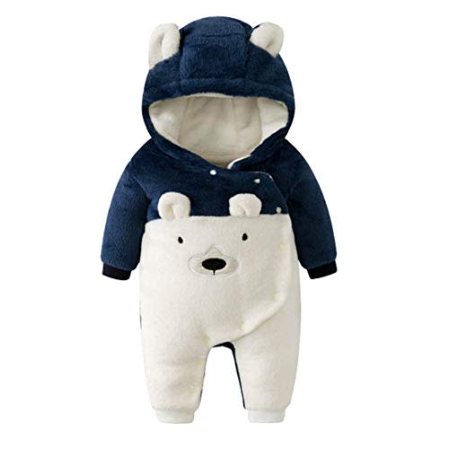 Fairy Baby Newborn Baby Snowsuit Bear Onesie Romper Winter Warm Coat Infant Fleece Footie Jumpsuit for Girls Boys 0-18M