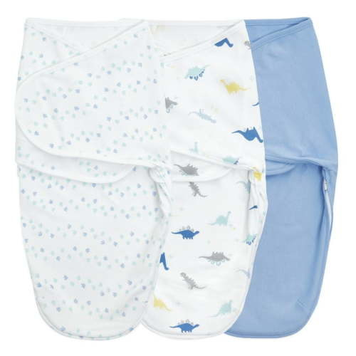 Aden + Anais™ Essentials Wrap Swaddles, 100% Cotton, Dino-Rama, Boys, Newborn, 0-3 Months, 3-Pack