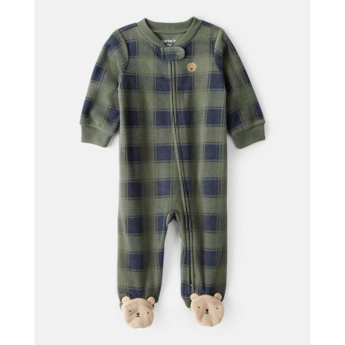 Baby Boy Bear Plaid Print Loose Fit Long-Sleeve Sleep & Play Pajamas - Green - Carter's | Carter's