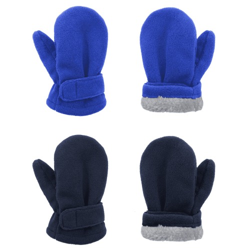 American Trends Toddler Mittens Unisex Fleece Lined Gloves Baby Winter Warm Mittens for Kids Boys and Girls -2 Pairs Pack M Navy & Royal Blue