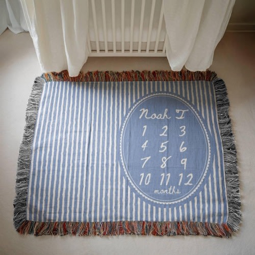 Monthly Milestone Blanket Baby Growth Chart Month Tracker Newborn Gift for New Mom Personalized Baby Name Blanket Customized Baby Gift