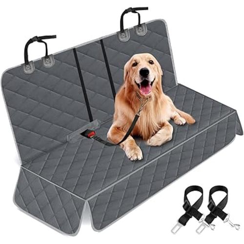 Dog Car Cover for Back Seat Pet Protector Waterproof Bench Car Seat Cover, Nonslip Rear Seat Cover fits Middle Armrest for Most Cars Trucks SUVs - Grey