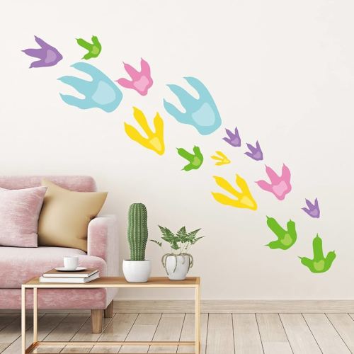 48 Pcs Dinosaur Footprint Stickers Wall Decals for Floor Removable Dinosaur Feet Decor for Bedroom Bathroom Room Decor Nursery Birthday Party