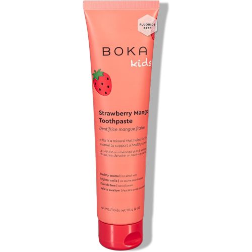 Boka Fluoride Free Toothpaste Nano Hydroxyapatite, Helps Remineralize, Appropriate for Sensitive Teeth, Whitening - for Adult, Kids Oral Care - Strawberry Mango Flavor, 4oz 1Pk - US Manufactured