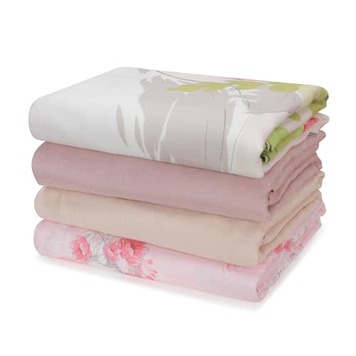 LITTLE SPUD Muslin Swaddle Blankets, Nursery Receiving Blankets for Girls & Boys, Soft & Breathable Baby Muslin Swaddle, Large 47 x 47 inches, New Born Essentials, 4 Pack, Pink Rabbit