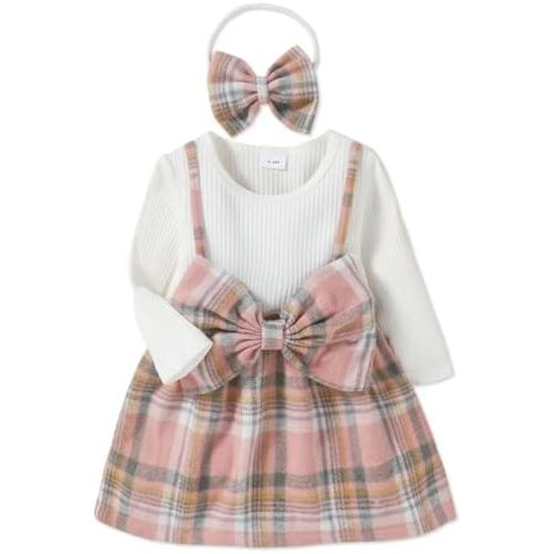 PATPAT Baby Girl Dress Newborn Infant Girls Dress Long Sleeve Toddler Dress