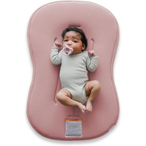 Snuggle Me® Baby Lounger Curve (0-6 Months) - Premium Organic Cotton with Foam Core, Machine-Washable Cover, Buttery-Soft & Breathable Infant Lounger with Travel Bag (30 in x 20 in x 1.9 in) - Gumdrop