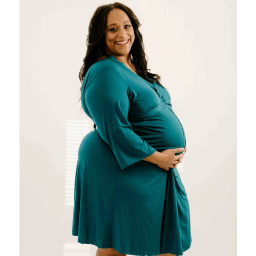 Lila Labor & Postpartum Gown in Deep Teal