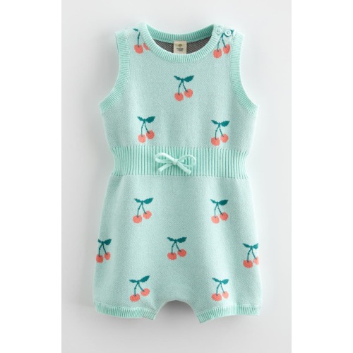 Ribbed Waist Cotton Romper