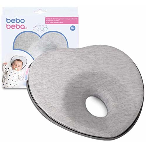 Newborn Baby Head Shaping Pillow | Memory Foam Cushion for Flat Head Syndrome Prevention | Prevent Plagiocephaly | Best Perfect for Baby Boy & Girl (Grey)