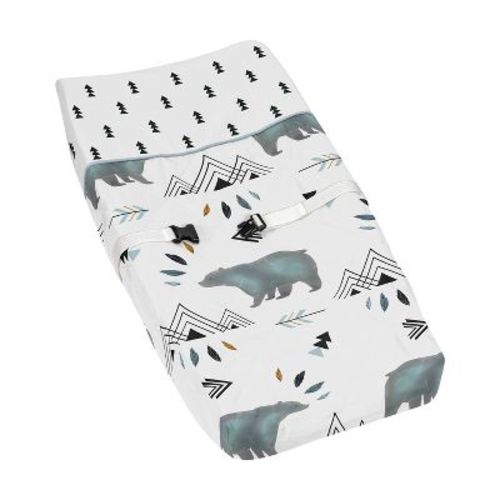 Sweet Jojo Designs Changing Pad Cover Boy Bear Mountain Blue Black and White