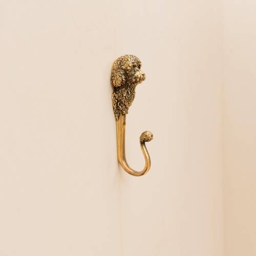 Toy Poodle wall hook made of cast brass, a wonderful gift for Toy Poodle owners. Strong, reliable, and durable.