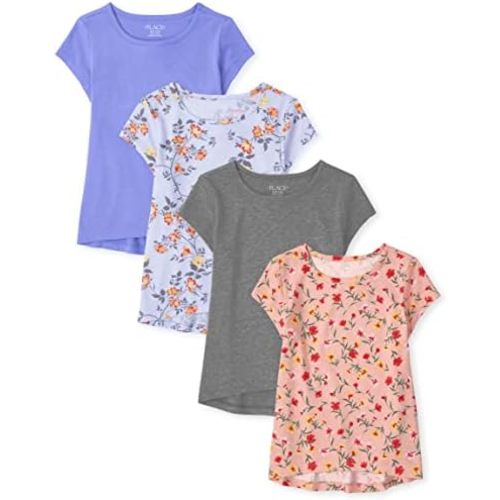 The Children's Place Girls' Short Sleeve High Low Tee 4 Pack