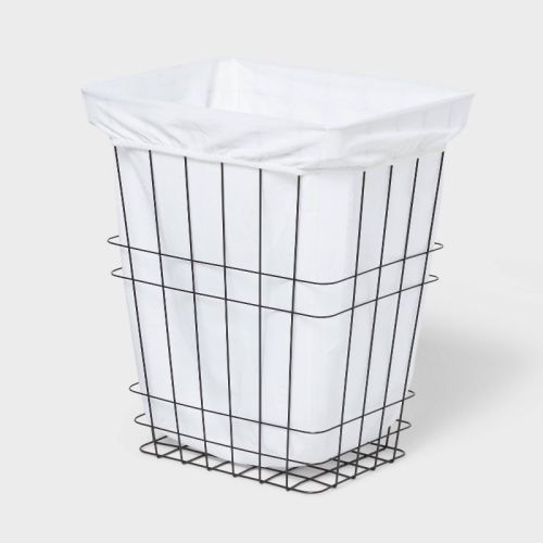 Rectangle Wire Laundry Hamper With Liner - Brightroom™: Black Metal Clothes Sorter, 7000 Volume, No Assembly Needed