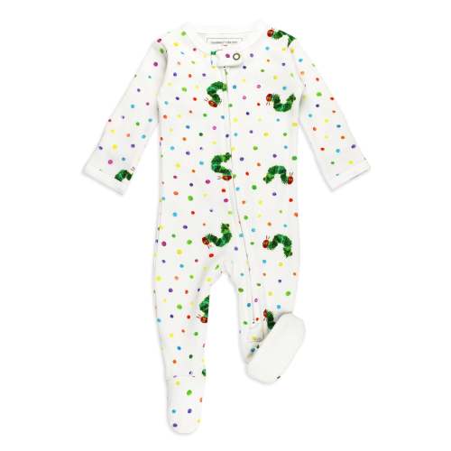Organic 2-Way Zipper Footie in Caterpillar
