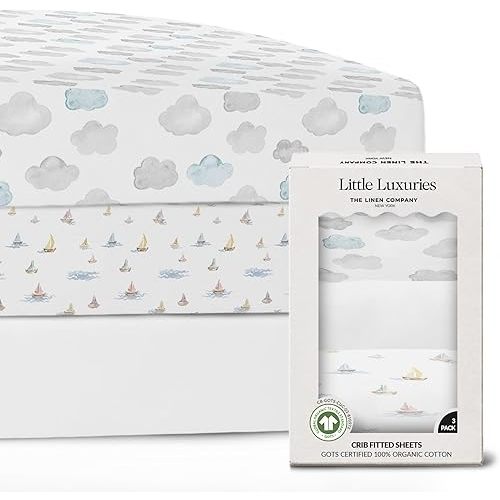 100% Organic Cotton Crib Sheets (3-Pack) - GOTS Certified - Breathable Organic Crib Sheets - Double-Elastic for Secure Fit, Extra Protection for Your Baby - Gender-Neutral Sheet (28"x55")/ 140 x 70cm