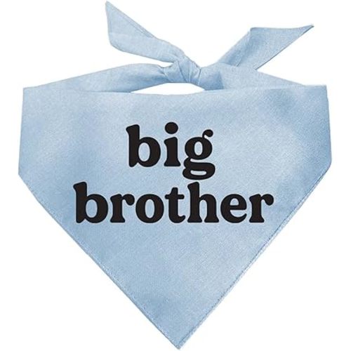 Big Brother Dog Bandana | 100% Cotton Adjustable Triangle | Pregnancy Announecment | New Baby Matching Family | Baby Blue One Size (887) GB