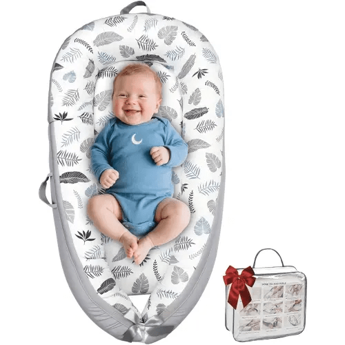 Baby Lounger, Baby Lounger for Newborn 0-24 Months, Premium Soft & Breathable Infant Lounger, Pure Cotton Baby Nest for Boys & Girls, Portable Newborn Lounger for Travel and Home.