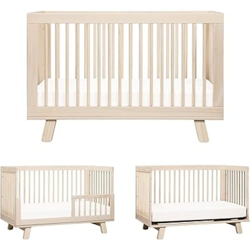 Babyletto Hudson 3-in-1 Convertible Baby Crib - GREENGUARD Gold Certified - Convertible Crib to Toddler Bed and Daybed - Baby Bed with 4 Adjustable Heights - Wooden Crib - Washed Natural