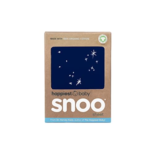 Happiest Baby SNOO Bassinet Fitted Sheet - 100% Organic Cotton Nursery Bedding - Fits SNOO Sleeper Crib Mattress (Midnight Galaxy)