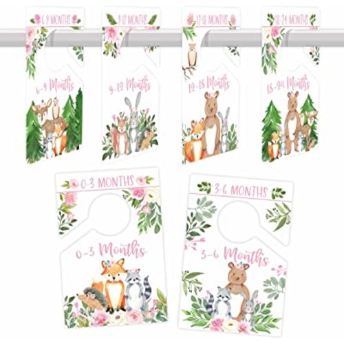 6 Baby Closet Size Dividers Baby Girl - Woodland Baby Closet Dividers By Month, Baby Closet Organizer For Nursery Organization, Baby Essentials For Newborn Essentials Baby Girl, Nursery Closet Divider