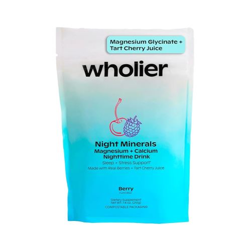 wholier Magnesium Glycinate, Tart Cherry Juice, Chelated Calcium. Calming Nighttime Drink. Natural Support for Sleep, Stress + Relaxation. Night Minerals. (30 Servings)